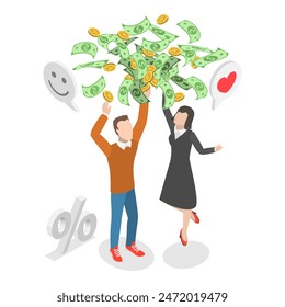 3D Isometric Flat Illustration of Passive Income And Financial Freedom, Successful Money Management. Item 3