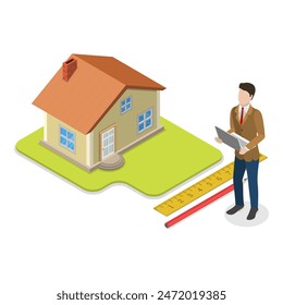 3D Isometric Flat Illustration of Real Estate Valuation, Housing Appraisal Service. Item 2