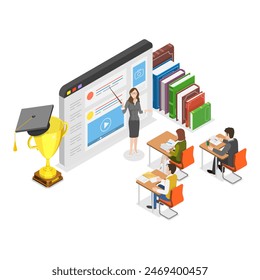 3D Isometric Flat Illustration of Self Development, Learning and Education. Item 2