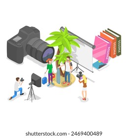 3D Isometric Flat Illustration of Smartphone Vs Camera, Photography Competition. Item 2