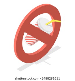 Ilustración plana isométrica 3D de la contaminación plástica del alto, Elementos de la campaña ambiental. Tema 1