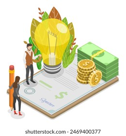 3D Isometric Flat Illustration of Sustainability, Green Eco Energy. Item 3