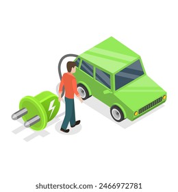 3D Isometric Flat Illustration of Sustainable Energy, Green Sustainable Environment. Item 1