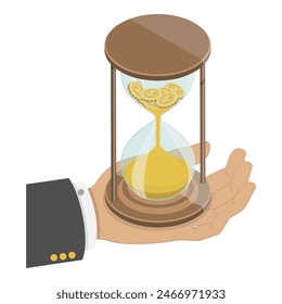 3D Isometric Flat Illustration of Time Is Money, Finanical Management and Planning. Item 3