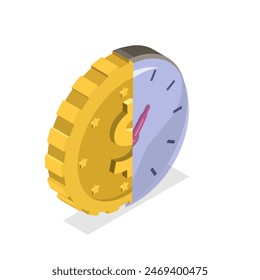 3D Isometric Flat Illustration of Time Is Money, Finanical Management and Planning. Item 2