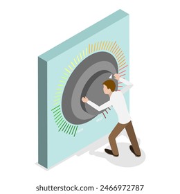 3D Isometric Flat Illustration of Turning Knob, Volume Control Button. Item 2