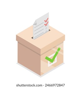 3D Isometric Flat Illustration of Voting Box Set, Poll and Survey. Item 2