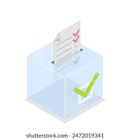 3D Isometric Flat Illustration of Voting Box Set, Poll and Survey. Item 4