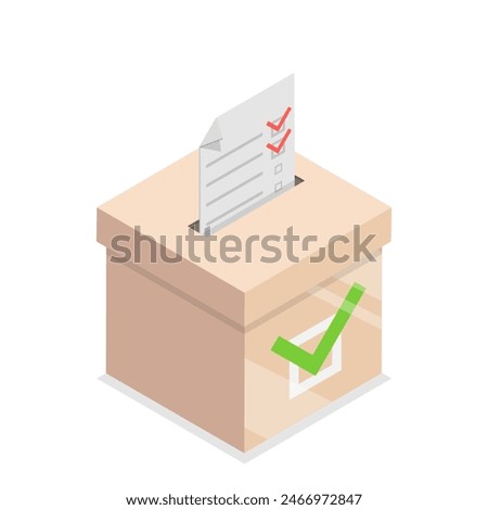 3D Isometric Flat Illustration of Voting Box Set, Poll and Survey. Item 2