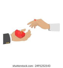 3D Isometric Flat Illustration of Wedding Ring , Marriage Proposal. Item 1