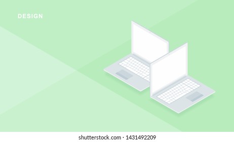 3d isometric flat laptop design. Vector notebook illustration.