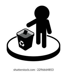 3d Isometric Flat Throw Trash Icon Isolated on White Background