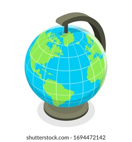 3D Isometric Flat Vector Concept Of Globe Model.