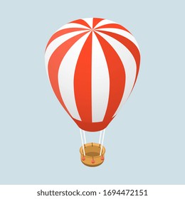 3D Isometric Flat Vector Concept of Air Balloon.