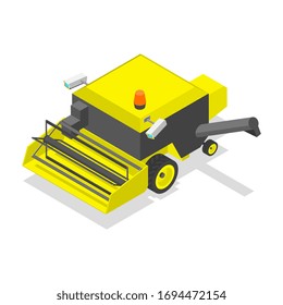 3D Isometric Flat Vector Concept of Smart Havester.