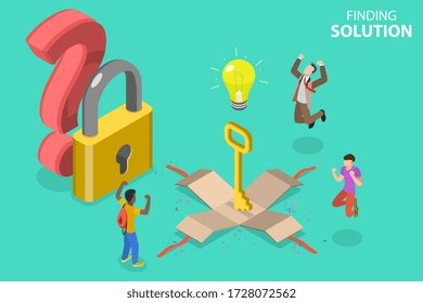 3D Isometric Flat Vector Concept of Finding Solution, Brainstorming and Teamwork, Simple Path to Problem Solving, Best Way to Goal Achieving.