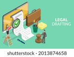 3D Isometric Flat Vector Conceptual Illustration of Legal Drafting, Agreement Final Inspection