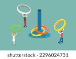 3D Isometric Flat Vector Conceptual Illustration of Pin And Rings, Ring Toss Game