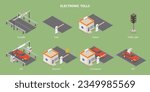 3D Isometric Flat Vector Conceptual Illustration of Electronic Tolls, Station Gate