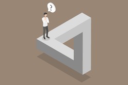 3D Isometric Flat Vector Conceptual Illustration of Penrose Triangle, Impossible Business Challenge
