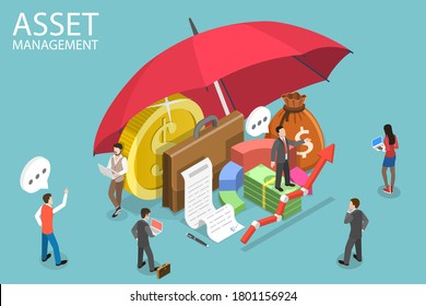 3D Isometric Flat Vector Conceptual Illustration of Asset Management, Income Increase Strategy, Financial Investment, Increasing efficiency.