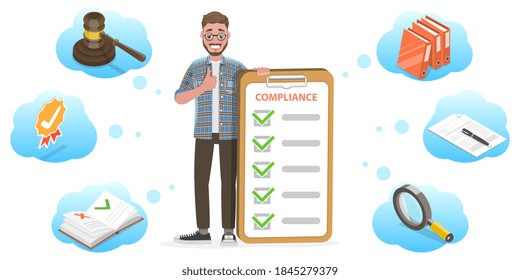 3D Isometric Flat Vector Conceptual Illustration of Regulatory Compliance, Policies and Regulations.