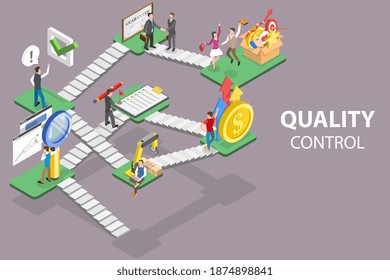 3D Isometric Flat Vector Conceptual Illustration of Quality Control.