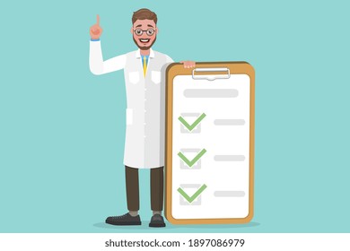 3D Isometric Flat Vector Conceptual Illustration of Doctor's Advice, Handsome Bearded Doctor is Giving Some Recommendations, Medical Consultation.