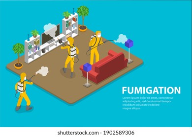 3D Isometric Flat Vector Conceptual Illustration of Disinfection and Cleaning Service, Prevention Against Coronavirus COVID-19, Pest Control Services.