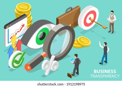 3D Isometric Flat Vector Conceptual Illustration Of Transparency And Financial Clarity, Corruption And Illegal Business, Anti Corruption Policies.