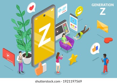 3D Isometric Flat Vector Conceptual Illustration of Generation Z, Zoomers.