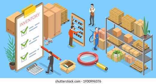 3D Isometric Flat Vector Conceptual Illustration Of Product Inventory Management.