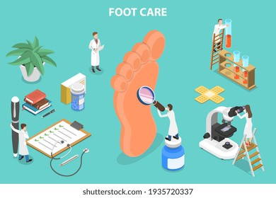 3D Isometric Flat Vector Conceptual Illustration of Foot Care, Podiatrist.