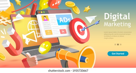 3D Isometric Flat Vector Conceptual Illustration of Digital Marketing. - Shutterstock ID 1935720667