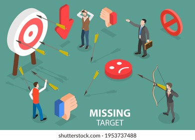 3D Isometric Flat Vector Conceptual Illustration of Missing Target.