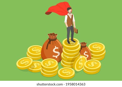 3D Isometric Flat Vector Conceptual Illustration of Successful Businesman.