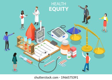 3D Isometric Flat Vector Conceptual Illustration Of Health Equity