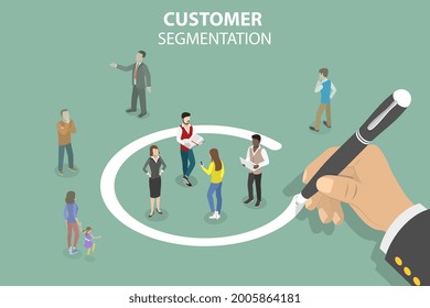 3D Isometric Flat Vector Conceptual Illustration of Customer Segmentation, Audience Analysis and Dividing