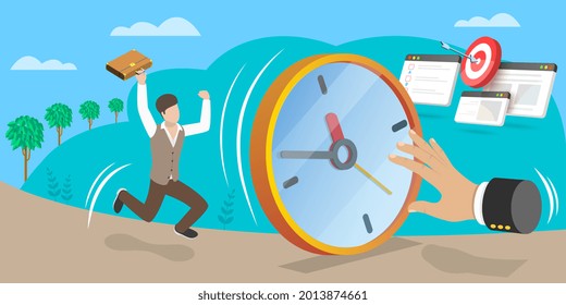 3D Isometric Flat Vector Conceptual Illustration of Punctuality, Time Management