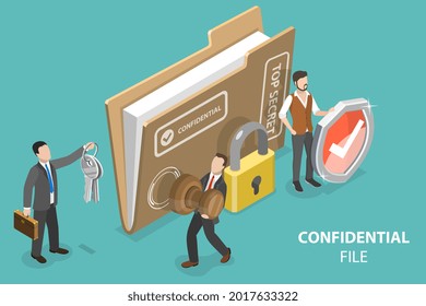 3D Isometric Flat Vector Conceptual Illustration of Confidential File, Personal Data Protection