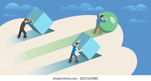 3D Isometric Flat Vector Conceptual Illustration of High Efficiency Strategy, Business Growth and Development