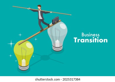3D Isometric Flat Vector Conceptual Illustration of Business Transition, Technological Change
