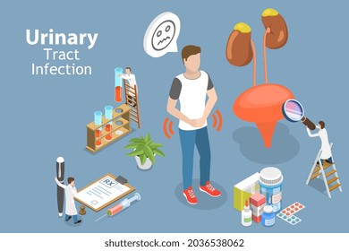 Ilustración conceptual de la infección urinaria por tracto urinario, enfermedad renal crónica