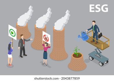 3D Isometric Flat Vector Conceptual Illustration of Environmental, Social, And Corporate Governance, Business Strategy for Sustainable Development