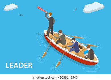 3D Isometric Flat Vector Conceptual Illustration of Business Leadership, Team Management