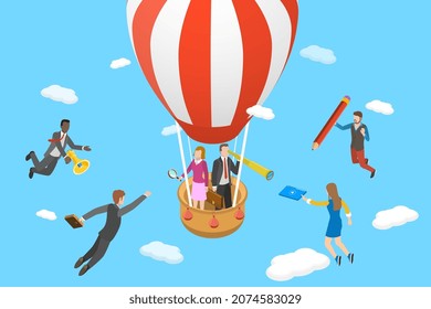 3D Isometric Flat Vector Conceptual Illustration of Candidate Search, Recruitment Agency and HR Management