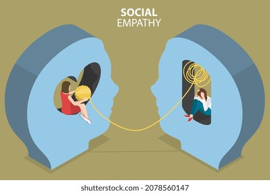 3D Isometric Flat Vector Conceptual Illustration of Social Empathy, People Listen and Support Each Other