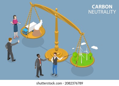 3D Isometric Flat Vector Conceptual Illustration Of Carbon Neutrality, Climate Neutral Long Term Strategy