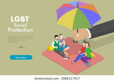 3D Isometric Flat Vector Conceptual Illustration of LGBT Social Protection, Safe Space for LGBTQ Community