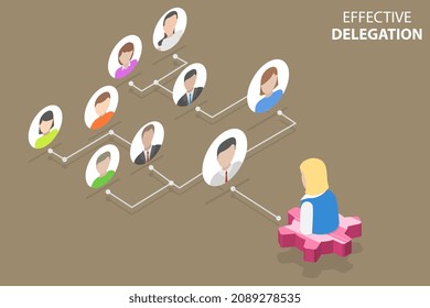 3D Isometric Flat Vector Conceptual Illustration of Effective Delegation, Task Sharing and Work Optimization